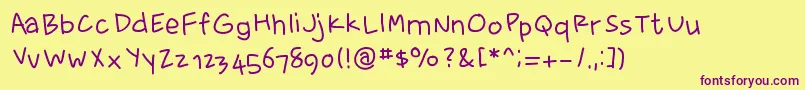 fewriter memesbruh03 Font – Purple Fonts on Yellow Background