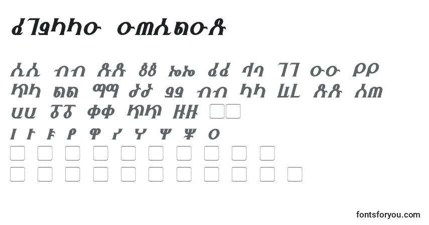 Czcionka Fhokki Italic – alfabet, cyfry, specjalne znaki