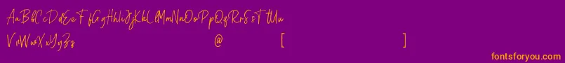 Fianna Demo-Schriftart – Orangefarbene Schriften auf violettem Hintergrund