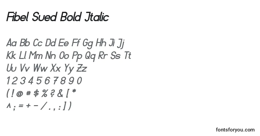 A fonte Fibel Sued Bold Italic – alfabeto, números, caracteres especiais