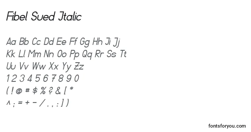A fonte Fibel Sued Italic – alfabeto, números, caracteres especiais