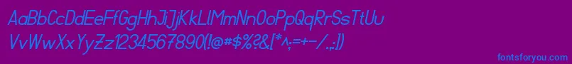 フォントFibel Sued Italic – 紫色の背景に青い文字