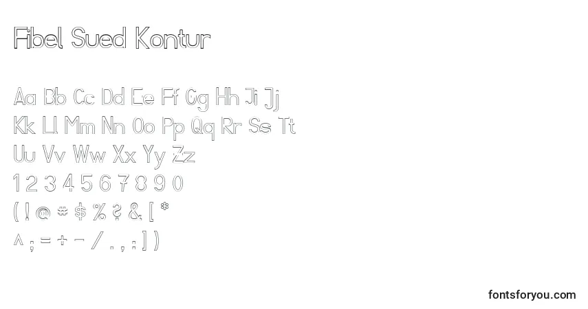 A fonte Fibel Sued Kontur – alfabeto, números, caracteres especiais