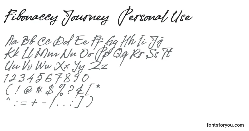 Шрифт Fibonaccy Journey  Personal Use – алфавит, цифры, специальные символы