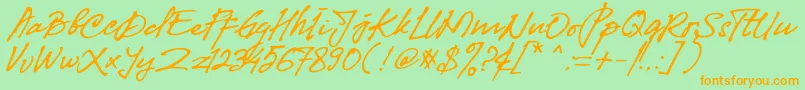 Fibonaccy Journey  Personal Use-Schriftart – Orangefarbene Schriften auf grünem Hintergrund