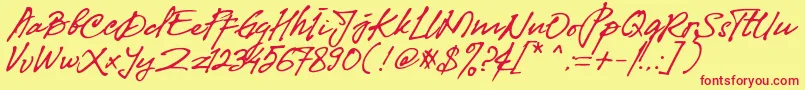 Weitere Informationen zur Fibonaccy Journey Personal Use-Schriftart Fibonaccy Journey Personal Use-Schriftart – Rote Schriften auf gelbem Hintergrund