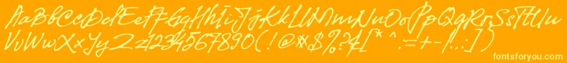 Шрифт Fibonaccy Journey  Personal Use – жёлтые шрифты на оранжевом фоне
