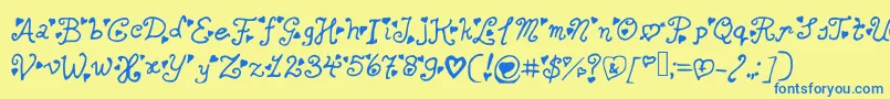 Secretloveletters Font – Blue Fonts on Yellow Background