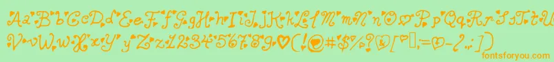 Secretloveletters-Schriftart – Orangefarbene Schriften auf grünem Hintergrund