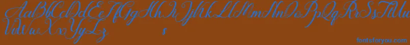 Weitere Informationen zur Fiction-Schriftart Fiction-Schriftart – Blaue Schriften auf braunem Hintergrund