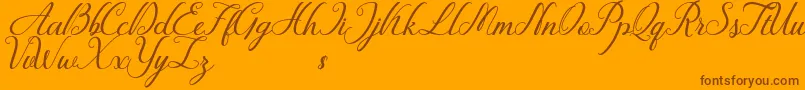 Fiction-Schriftart – Braune Schriften auf orangefarbenem Hintergrund