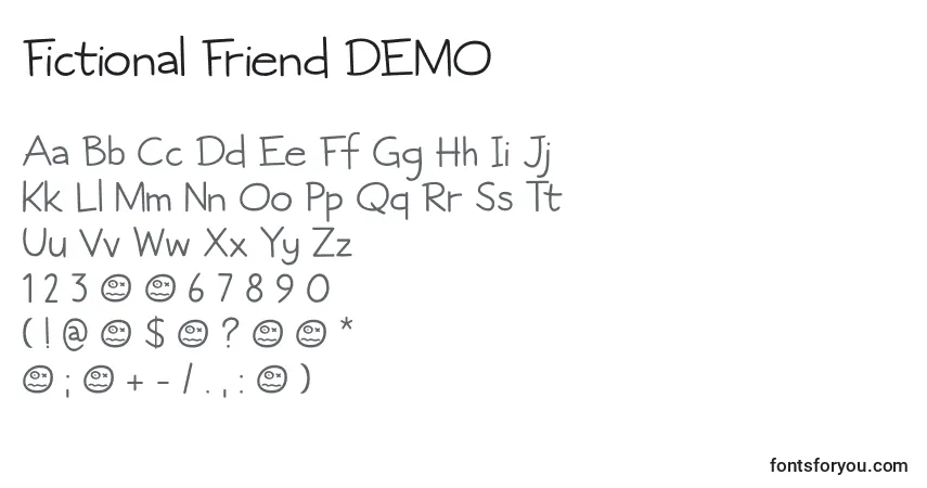 Czcionka Fictional Friend DEMO – alfabet, cyfry, specjalne znaki
