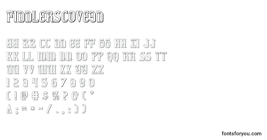 A fonte Fiddlerscove3d (126623) – alfabeto, números, caracteres especiais