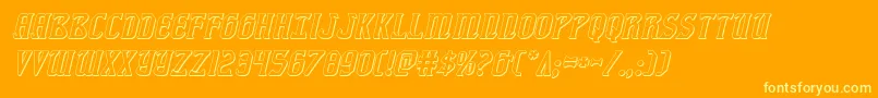 fiddlerscove3dital-Schriftart – Gelbe Schriften auf orangefarbenem Hintergrund