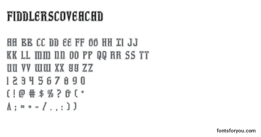 Schriftart Fiddlerscoveacad (126625) – Alphabet, Zahlen, spezielle Symbole