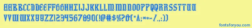 fiddlerscoveacad Font – Blue Fonts on Yellow Background