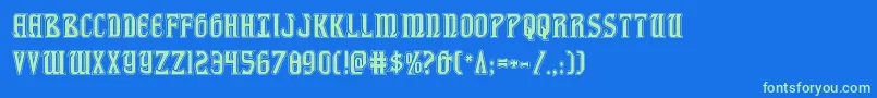 fiddlerscoveacad Font – Green Fonts on Blue Background