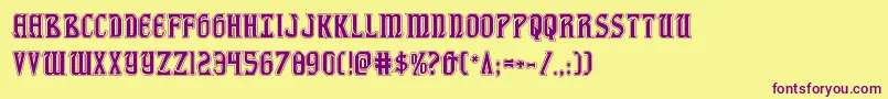 fiddlerscoveacad Font – Purple Fonts on Yellow Background