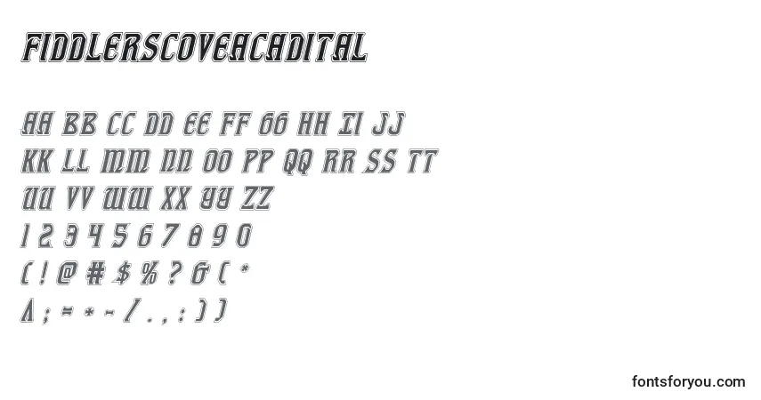 Schriftart Fiddlerscoveacadital (126626) – Alphabet, Zahlen, spezielle Symbole