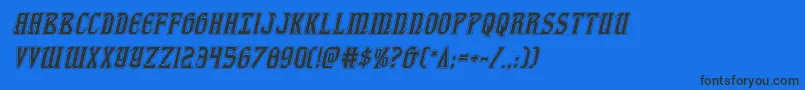 fiddlerscoveacadital-Schriftart – Schwarze Schriften auf blauem Hintergrund