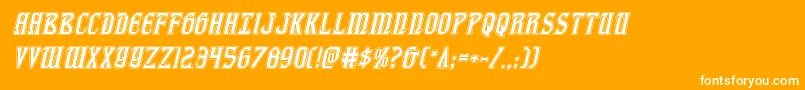 fiddlerscoveacadital-Schriftart – Weiße Schriften auf orangefarbenem Hintergrund