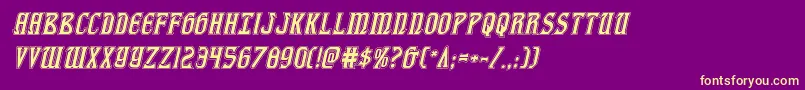 fiddlerscoveacadital-Schriftart – Gelbe Schriften auf violettem Hintergrund