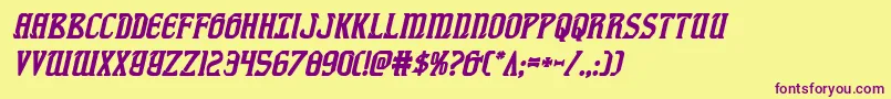 fiddlerscoveboldital Font – Purple Fonts on Yellow Background