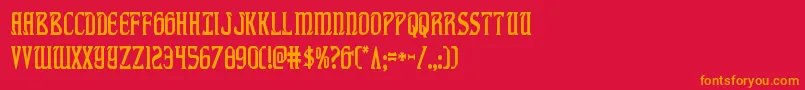 fiddlerscovecond-Schriftart – Orangefarbene Schriften auf rotem Hintergrund