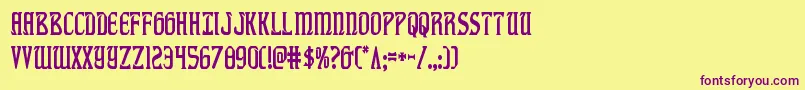 fiddlerscovecond-Schriftart – Violette Schriften auf gelbem Hintergrund