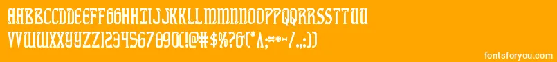 Fonte fiddlerscovecond – fontes brancas em um fundo laranja