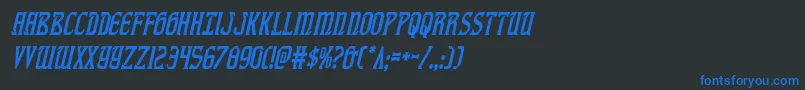 fiddlerscovecondital-Schriftart – Blaue Schriften auf schwarzem Hintergrund