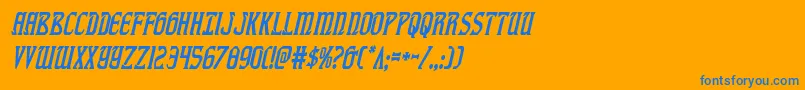 fiddlerscovecondital-Schriftart – Blaue Schriften auf orangefarbenem Hintergrund