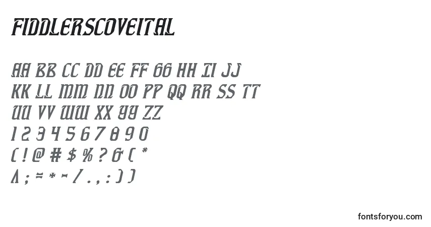 Schriftart Fiddlerscoveital (126633) – Alphabet, Zahlen, spezielle Symbole