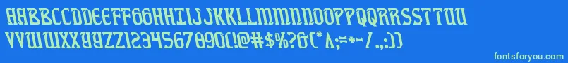 fiddlerscoveleft Font – Green Fonts on Blue Background