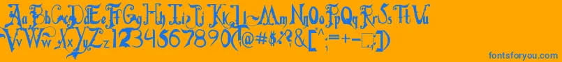 Fiddums Family Font – Blue Fonts on Orange Background