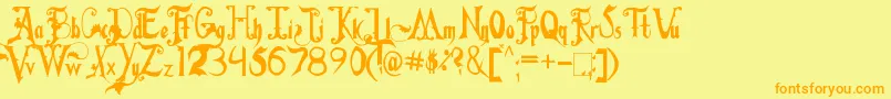 Fiddums Family Font – Orange Fonts on Yellow Background