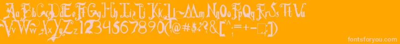 Fiddums Family-Schriftart – Rosa Schriften auf orangefarbenem Hintergrund