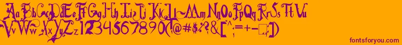 Fiddums Family Font – Purple Fonts on Orange Background