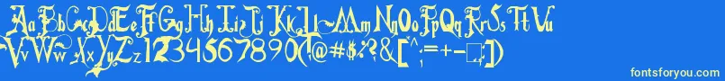 Fiddums Family Font – Yellow Fonts on Blue Background