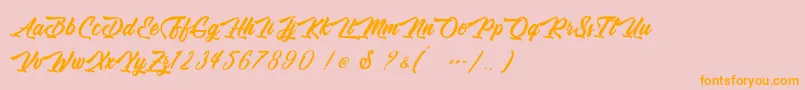 Fiesta Kids   Personal Use-Schriftart – Orangefarbene Schriften auf rosa Hintergrund