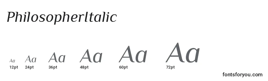 Размеры шрифта PhilosopherItalic