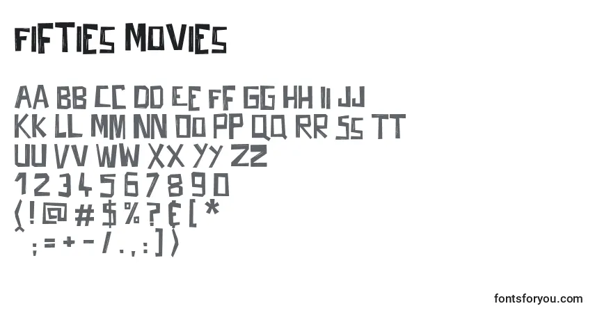 A fonte Fifties Movies – alfabeto, números, caracteres especiais