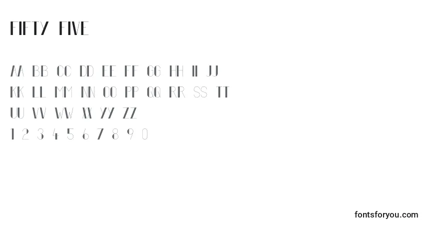 Czcionka Fifty five – alfabet, cyfry, specjalne znaki