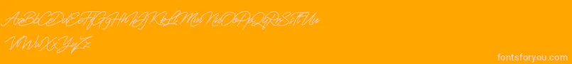 Fiftyes Personal Use-Schriftart – Rosa Schriften auf orangefarbenem Hintergrund
