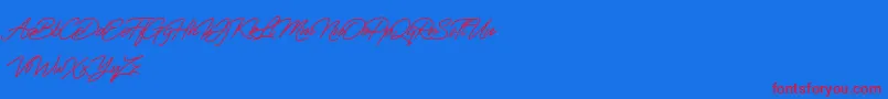 Fiftyes Personal Use Font – Red Fonts on Blue Background