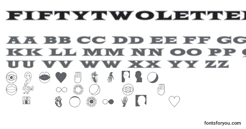 Czcionka FiftyTwoLetters (126643) – alfabet, cyfry, specjalne znaki