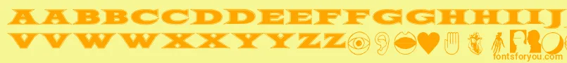 FiftyTwoLetters Font – Orange Fonts on Yellow Background