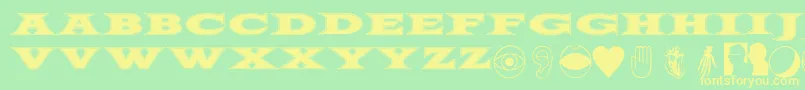 FiftyTwoLetters Font – Yellow Fonts on Green Background