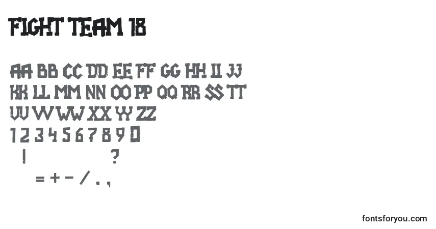 A fonte Fight team 18 – alfabeto, números, caracteres especiais