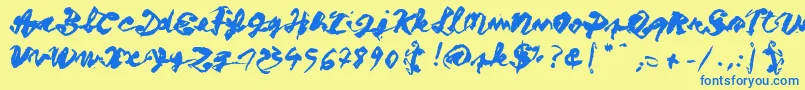 Figure writing Font – Blue Fonts on Yellow Background